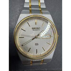 Vintage Seiko SQ Quartz Watch Day/date 5H23-8A69 Two Tone Gold Silver 33mm